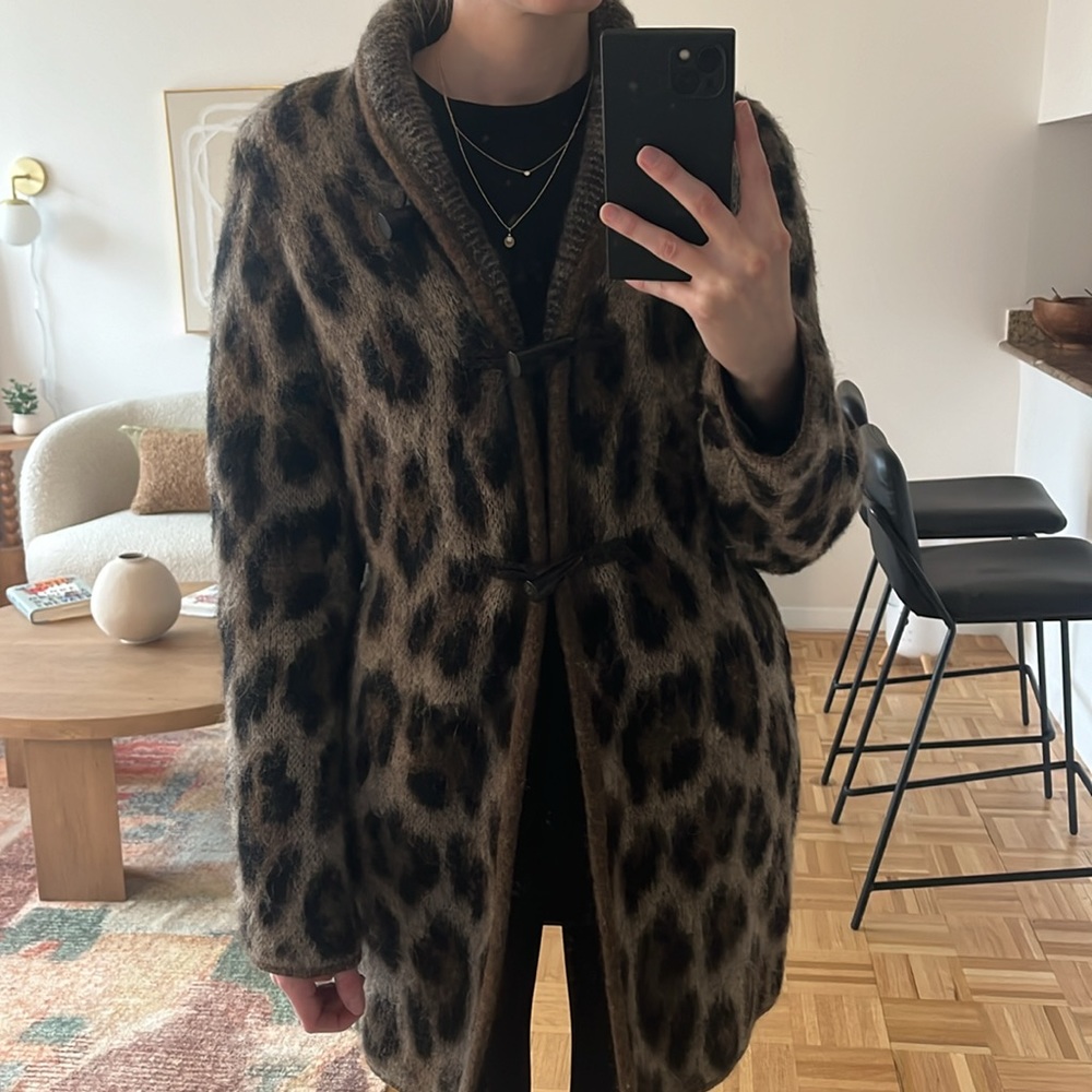 Cheetah Print Icelandic Wool Cardigan Jacket